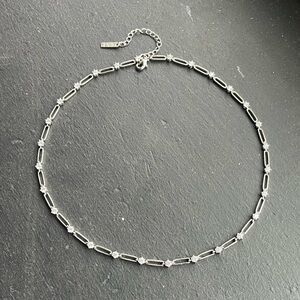 Elizabeth Stone Elegant Silver Chain Necklace with Clear Stones